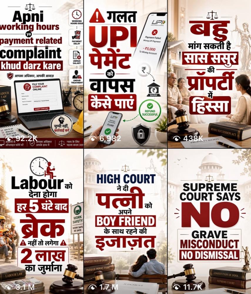 Legal Crusader's reels made by SOCIO: designed legal-explainer reels with up to 3.1 million views