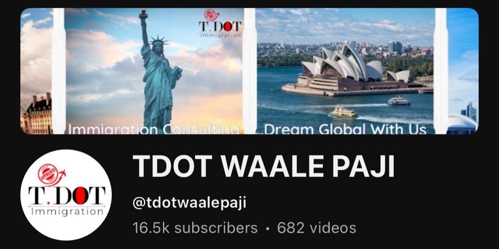 TDOT WAALE PAJI YouTube channel with 16.5K subscribers and 682 videos
